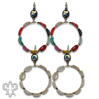 Seed bead woven circle earring with crystals from Swarovski®- LC
