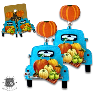 Fall pumpkin truck charm earring