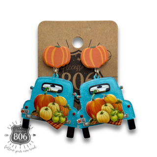 Fall pumpkin truck charm earring