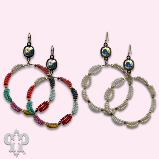 Seed bead woven circle earring with crystals from Swarovski®- LC