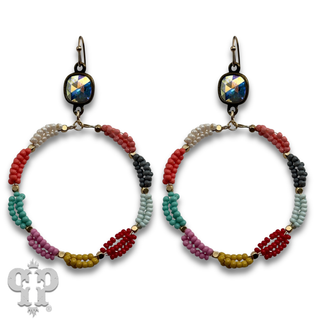 Seed bead woven circle earring with crystals from Swarovski®- LC
