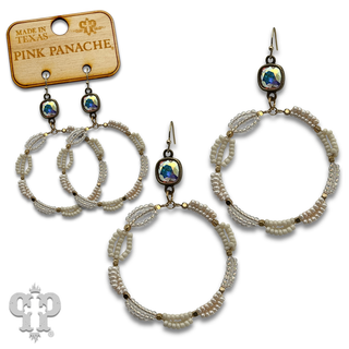 Seed bead woven circle earring with crystals from Swarovski®- LC