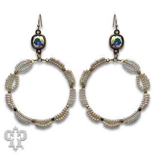 Seed bead woven circle earring with crystals from Swarovski®- LC