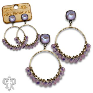 Jasper bead wrapped circle earring with crystals from Swarovski®- LC