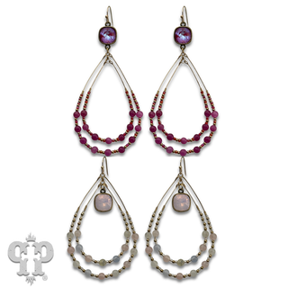Double teardrop earring with beads with crystals from Swarovski®- LC