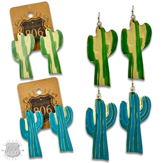 Painted saguaro cactus earring