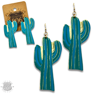 Painted saguaro cactus earring