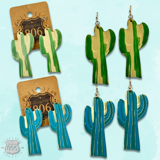Painted saguaro cactus earring