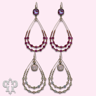 Double teardrop earring with beads with crystals from Swarovski®- LC