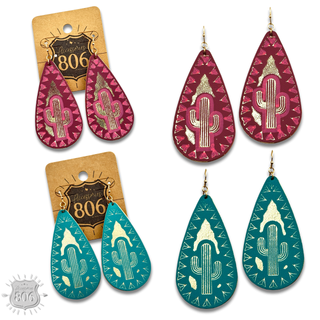 Saguaro cactus teardrop earring