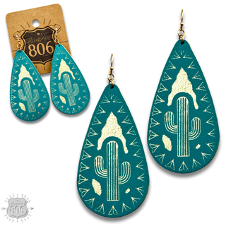 Saguaro cactus teardrop earring