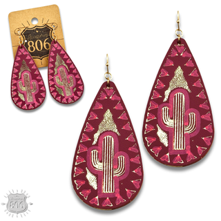 Saguaro cactus teardrop earring