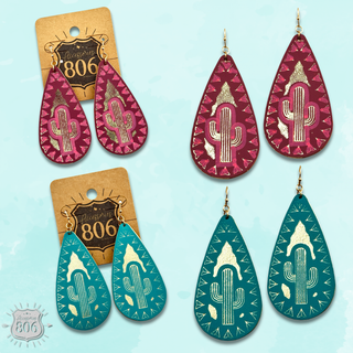 Saguaro cactus teardrop earring
