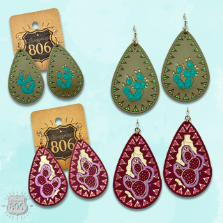 Prickly pear teardrop earring