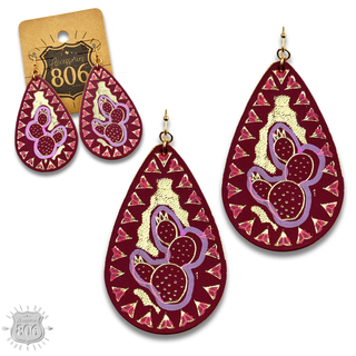 Prickly pear teardrop earring
