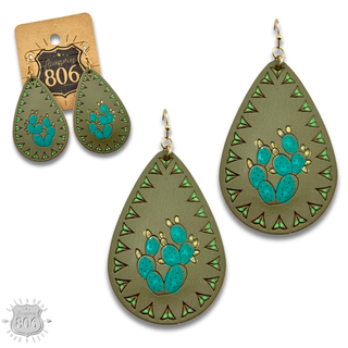 Prickly pear teardrop earring