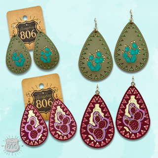 Prickly pear teardrop earring