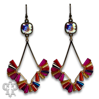 Teardrop earring with fluted beads with crystals from Swarovski®- LC