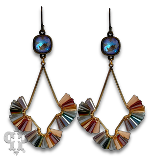 Teardrop earring with fluted beads with crystals from Swarovski®- LC