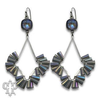 Teardrop earring with fluted beads with crystals from Swarovski®- LC