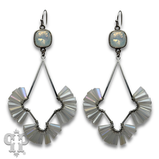 Teardrop earring with fluted beads with crystals from Swarovski®- LC