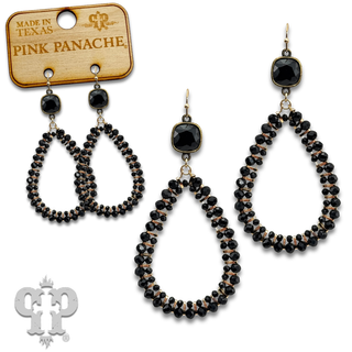 Double row beaded teardrop earrings with Austrian crystal