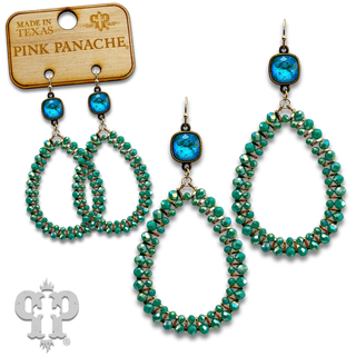 Double row beaded teardrop earrings with Austrian crystal