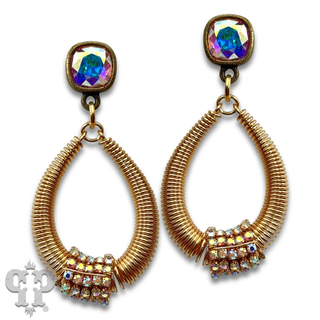 Coil design teardrop earring with Austrian crystal