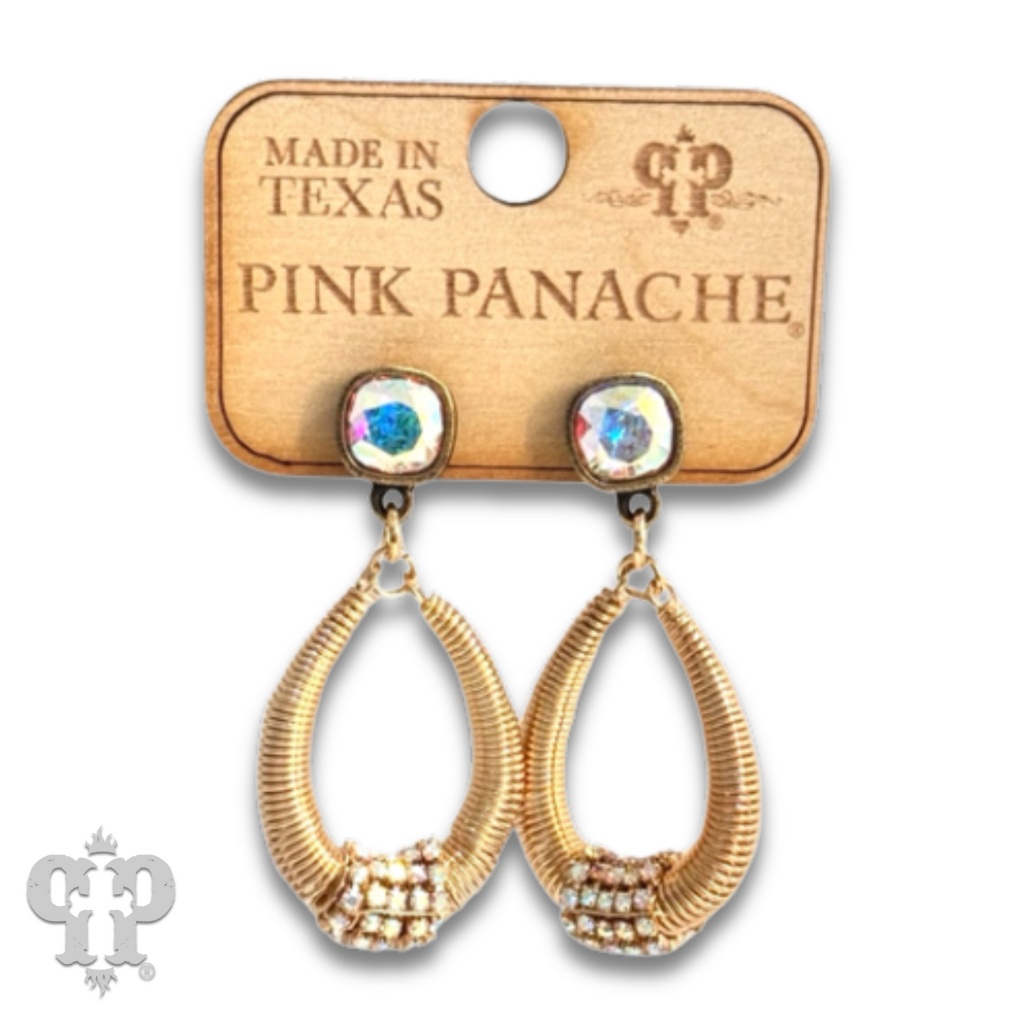Coil design teardrop earring with Austrian crystal