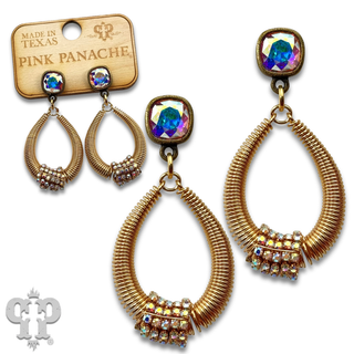 Coil design teardrop earring with Austrian crystal