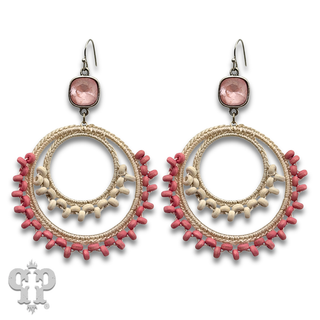 Macrame woven double circle earring with crystals from Swarovski®