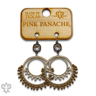 Macrame woven double circle earring with crystals from Swarovski®
