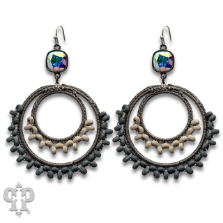 Macrame woven double circle earring with crystals from Swarovski®
