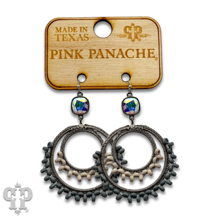 Macrame woven double circle earring with crystals from Swarovski®