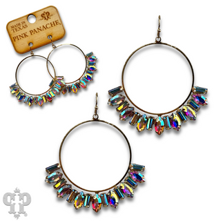 Baguette rhinestone circle earring