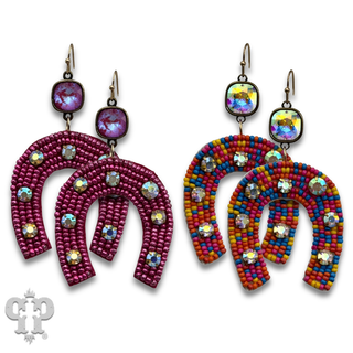 Seed bead horseshoe earring with crystals from Swarovski®- LC