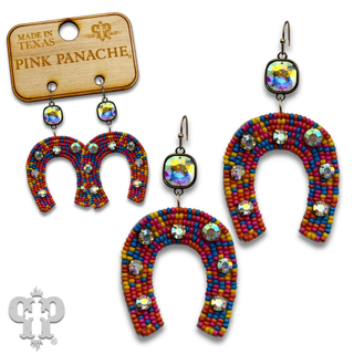 Seed bead horseshoe earring with crystals from Swarovski®- LC