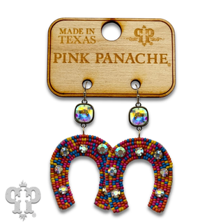 Seed bead horseshoe earring with crystals from Swarovski®- LC