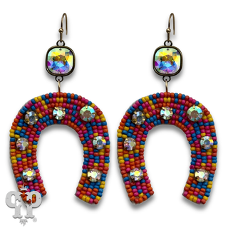 Seed bead horseshoe earring with crystals from Swarovski®- LC