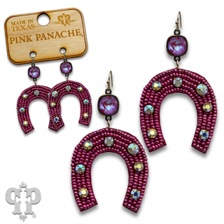 Seed bead horseshoe earring with crystals from Swarovski®- LC