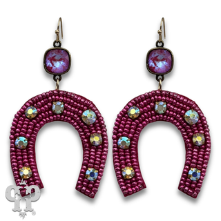 Seed bead horseshoe earring with crystals from Swarovski®- LC