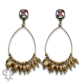 Fluted bead fringe teardrop earring with crystals from Swarovski®- LC