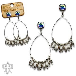 Fluted bead fringe teardrop earring with crystals from Swarovski®- LC