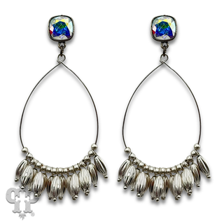 Fluted bead fringe teardrop earring with crystals from Swarovski®- LC