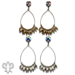 Fluted bead fringe teardrop earring with crystals from Swarovski®- LC