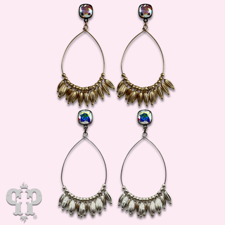 Fluted bead fringe teardrop earring with crystals from Swarovski®- LC