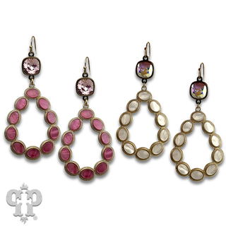 Pearl look finish bead teardrop earring with crystals from Swarovski®- LC