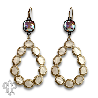 Pearl look finish bead teardrop earring with crystals from Swarovski®- LC