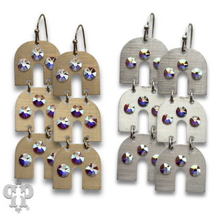 Triple metal tone arch earring with crystals from Swarovski®- LC