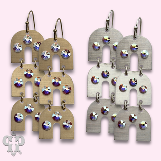Triple metal tone arch earring with crystals from Swarovski®- LC